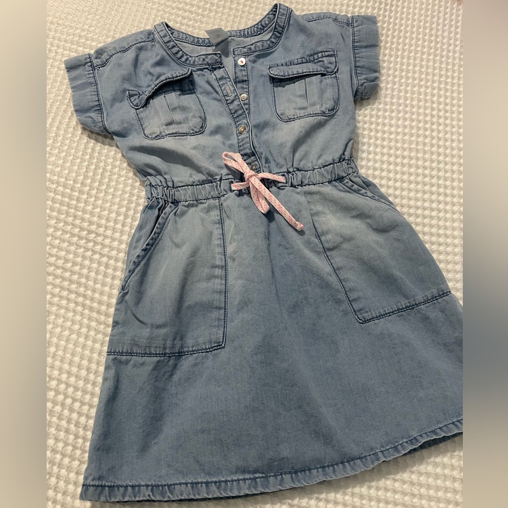 Carter's Denim Blue Dress with Pink Tie